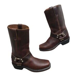 Dingo Dean Mens Boots Size 9EW Brown Leather Biker Motorcycle Western Extra Wide